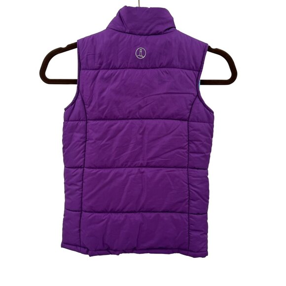 Lands End Kids Purple Puffer Vest Large 6X-7 Lightweight Quilted Outerwear Warm - Picture 2 of 8